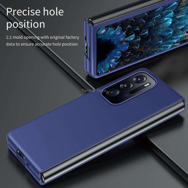 For OPPO Find N Folding Skin Scrub Plain Leather Phone Case(Black)