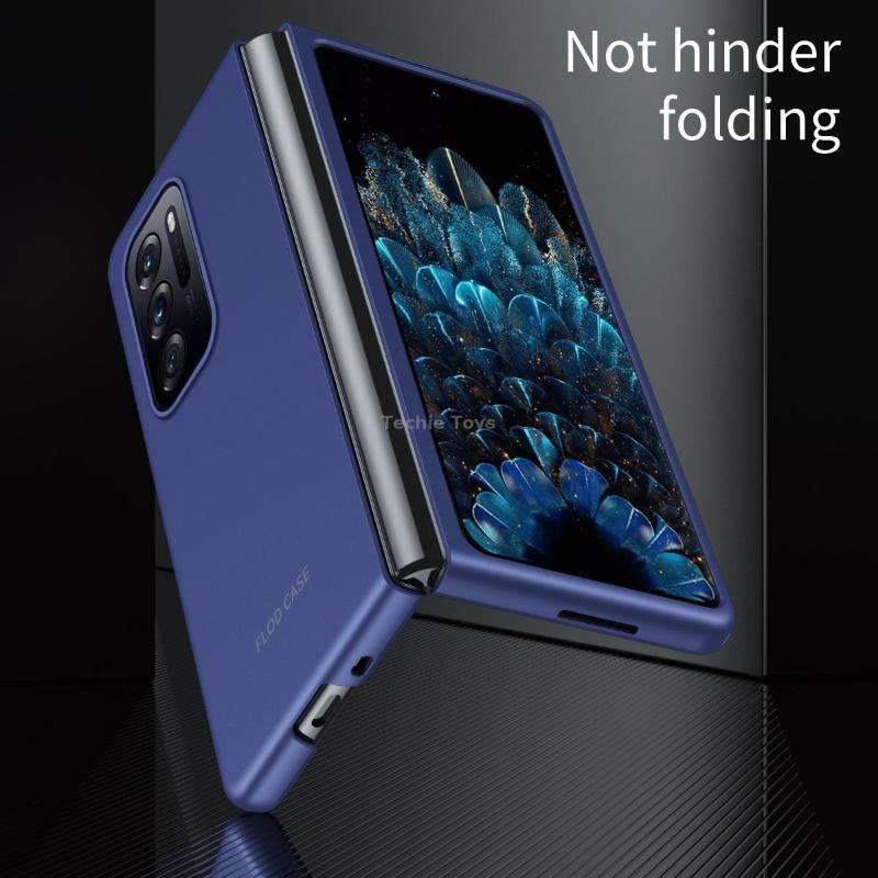 For OPPO Find N Folding Skin Scrub Plain Leather Phone Case(Black)