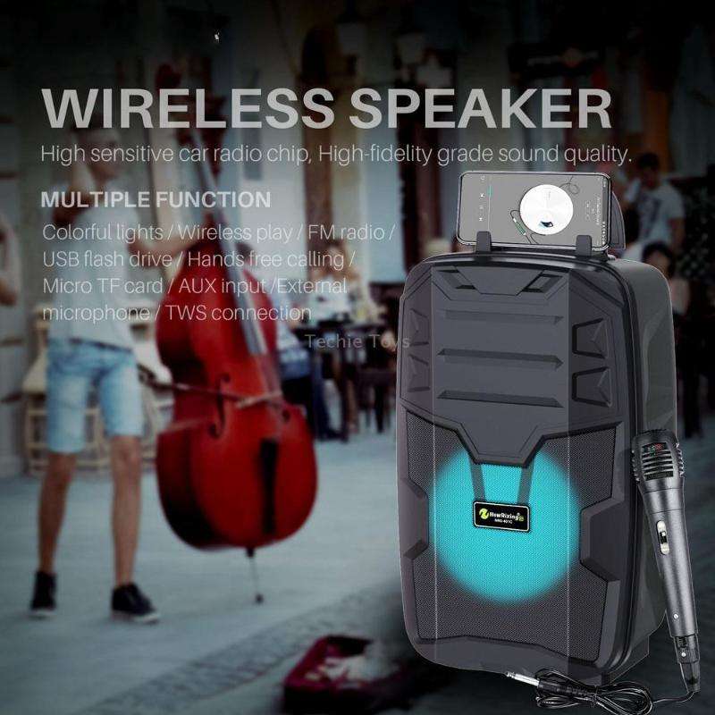 NewRixing NRG401C Outdoor Portable Karaoke Wireless Speaker High-Power Audio Amplifier With Mic(Blac