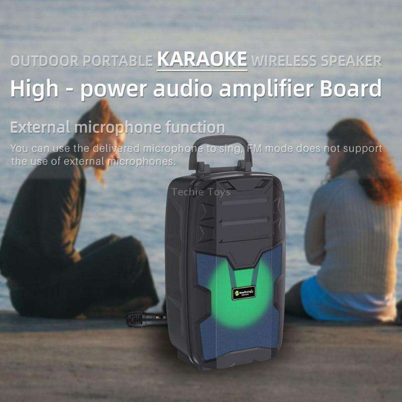 NewRixing NRG401C Outdoor Portable Karaoke Wireless Speaker High-Power Audio Amplifier With Mic(Blac