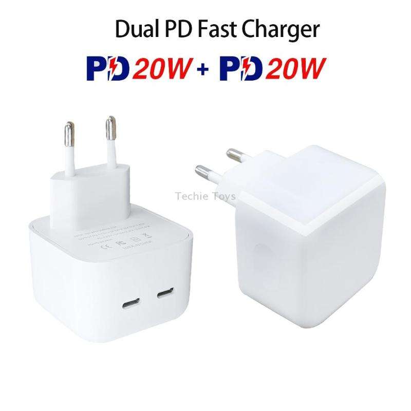 SDC-40W Dual PD USB-C / Type-C Charger for iPhone / iPad Series, EU Plug