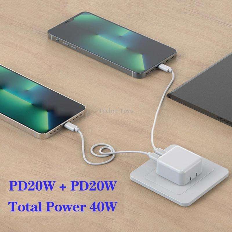 SDC-40W Dual PD USB-C / Type-C Charger for iPhone / iPad Series, EU Plug