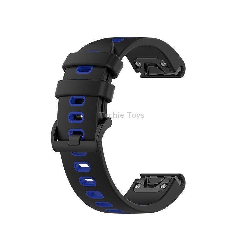 For Garmin EPIX Gen2 22mm Silicone Sports Two-Color Watch Band(Black+Blue)