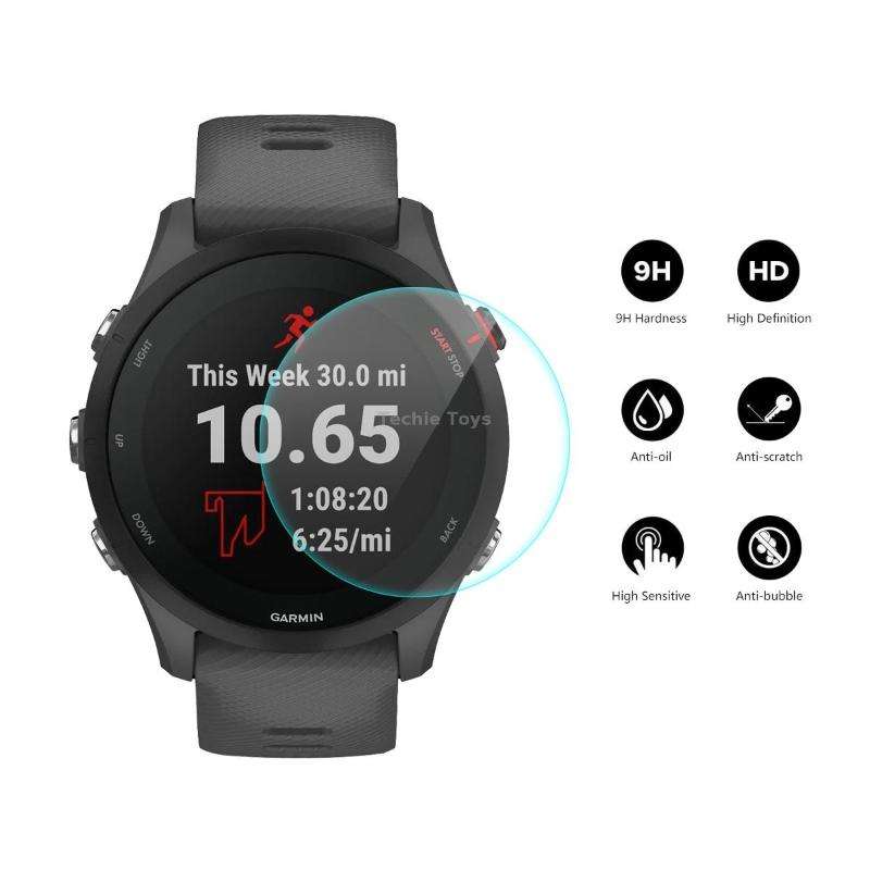 2 PCS For Garmin Forerunner 255 ENKAY 0.2mm 9H Tempered Glass Screen Protector Watch Film