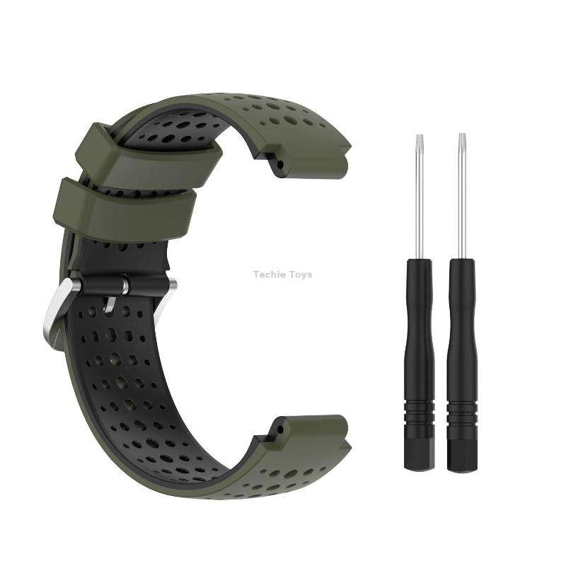 For Garmin Forerunner 235 Silicone Sports Two-Color Watch Band(Amygreen+Black)