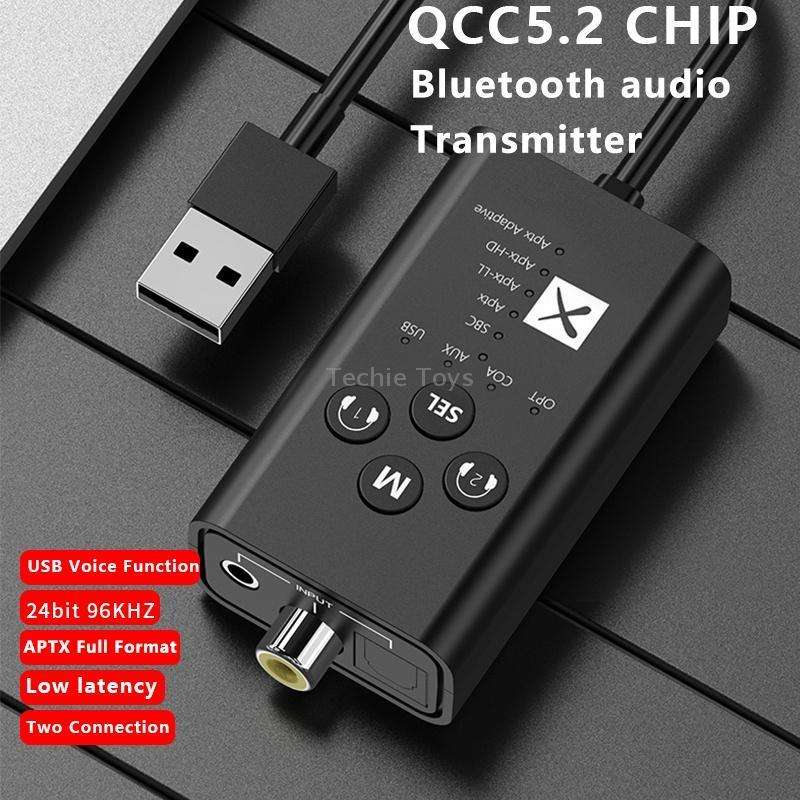 T9 Low latency 5.2 Bluetooth Audio Transmitter Supports Fiber Optic Coaxial APTX No Cable