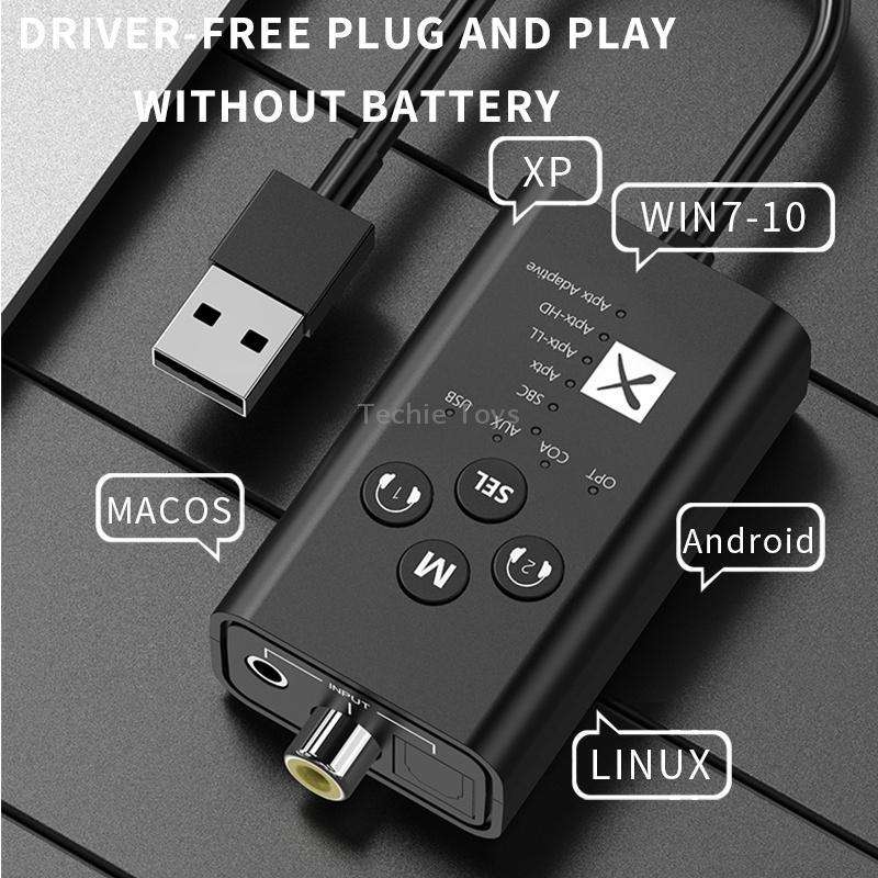 T9 Low latency 5.2 Bluetooth Audio Transmitter Supports Fiber Optic Coaxial APTX No Cable
