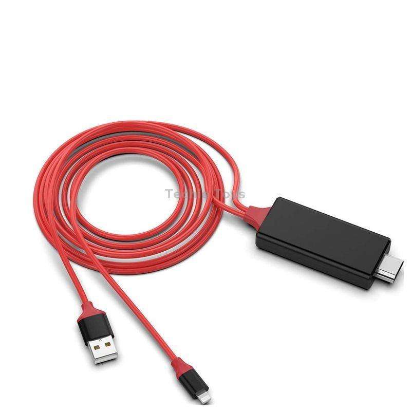 2m 1080P 8 Pin to HDMI Adapter Cable, Compatible with iPhone to HDMI Adapter(White)