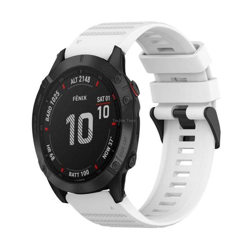 For Garmin Fenix 6 Sapphire GPS 22mm Horizontal Texture Silicone Watch Band with Removal Tool(White)