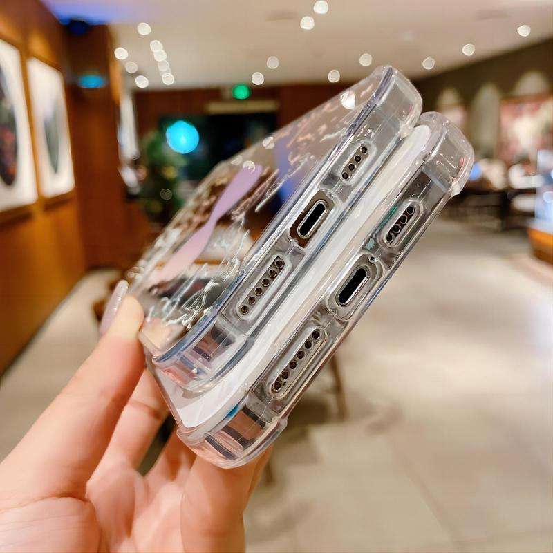 For iPhone 14 Pro Color Painted Mirror Phone Case(Leaf)