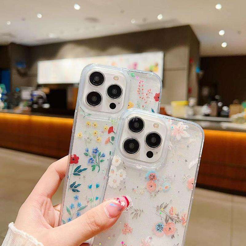 For iPhone 13 mini Fresh Small Floral Epoxy TPU Phone Case(D04 Colorful Floral)