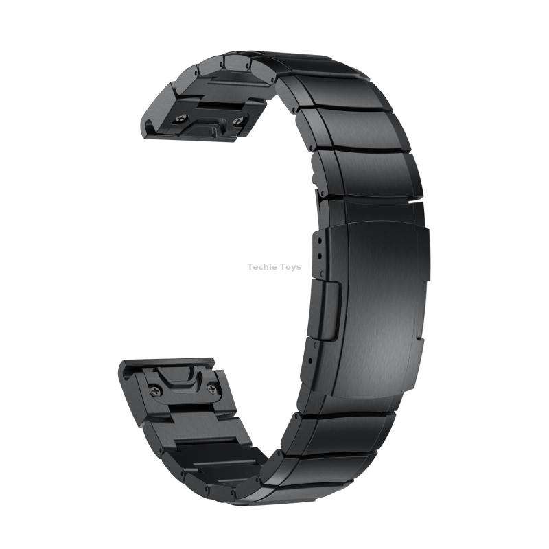 For Garmin Forerunner 935 22mm Tortoise Shell Stainless Steel Watch Band(Black)