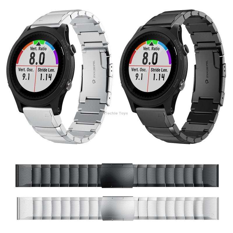 For Garmin Forerunner 935 22mm Tortoise Shell Stainless Steel Watch Band(Black)
