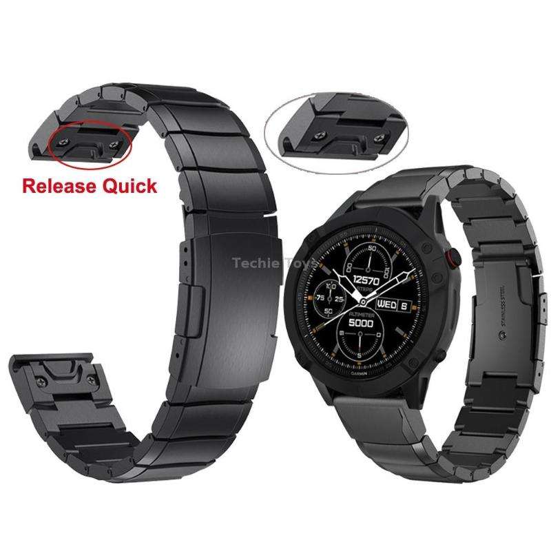 For Garmin Forerunner 935 22mm Tortoise Shell Stainless Steel Watch Band(Black)