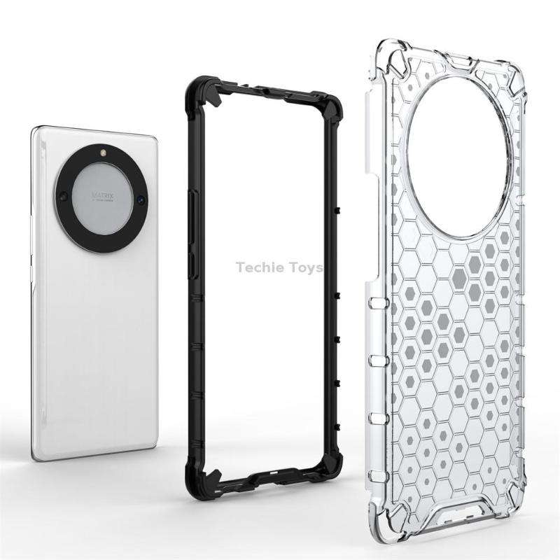 For Honor X9A Shockproof Honeycomb Phone Case(Black)