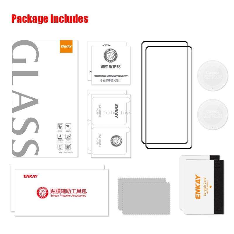 For Honor X9A / Magic5 Lite 2pcs ENKAY 0.26mm 3D Hot Bending Tempered Glass Full Film with Lens Film