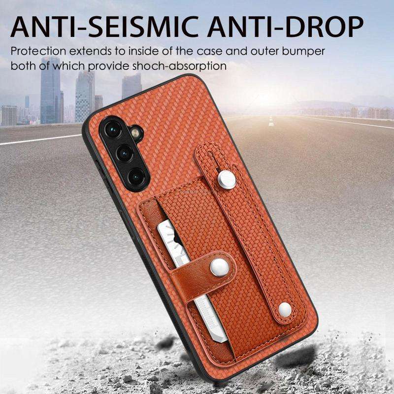 For Samsung Galaxy A34 5G Wristband Kickstand Card Wallet Back Cover Phone Case with Tool Knife(Gree