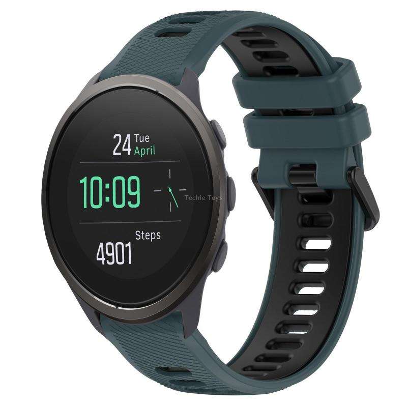 For SUUNTO 5 Peak 22mm Sports Two-Color Silicone Watch Band(Olive Green+Black)