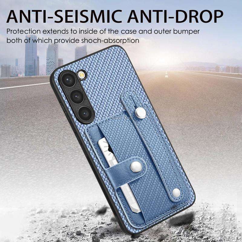 For Samsung Galaxy A54 5G Wristband Kickstand Wallet Back Phone Case with Tool Knife(Black)
