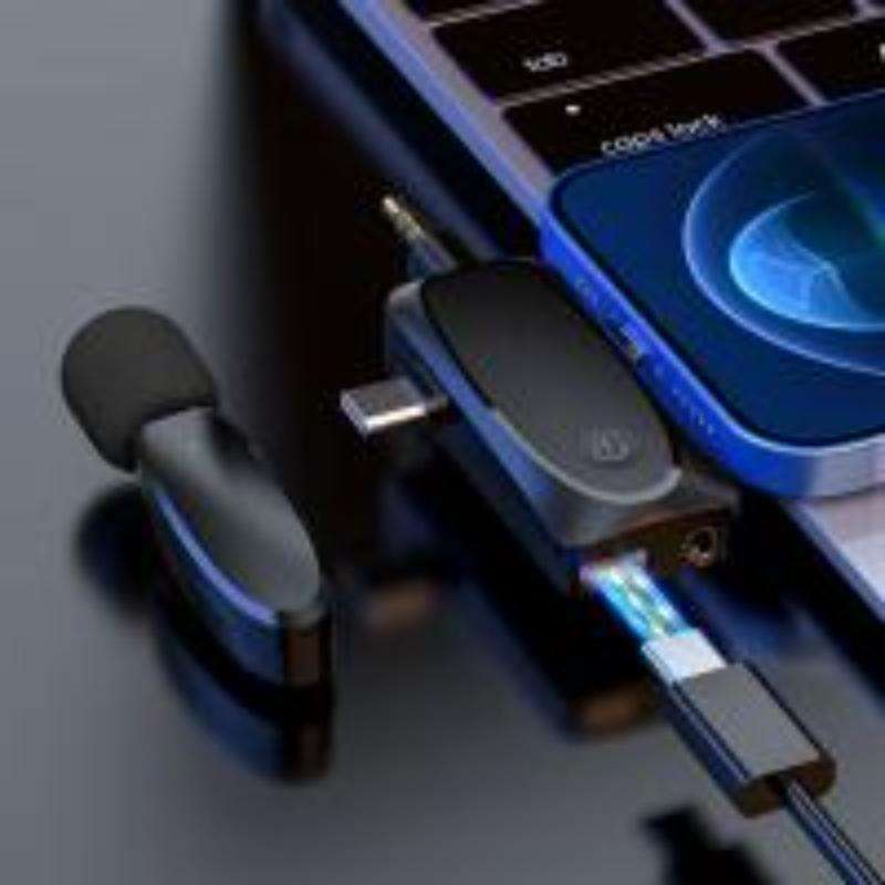 One by Two 3 in 1 Mini Wireless Lavalier Microphones for iPhone / Android / Camera with Noise Reduct