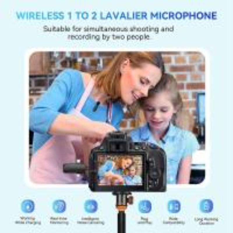 One by Two 3 in 1 Mini Wireless Lavalier Microphones for iPhone / Android / Camera with Noise Reduct