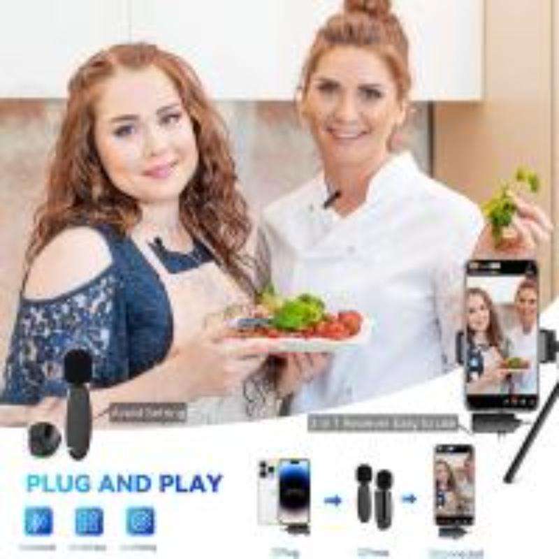 One by Two 3 in 1 Mini Wireless Lavalier Microphones for iPhone / Android / Camera with Noise Reduct