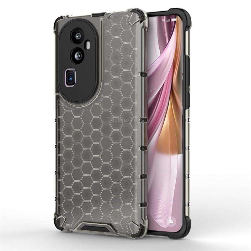 For OPPO Reno10 Pro+ Shockproof Honeycomb Phone Case(Black)
