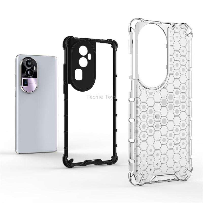 For OPPO Reno10 Pro+ Shockproof Honeycomb Phone Case(Black)
