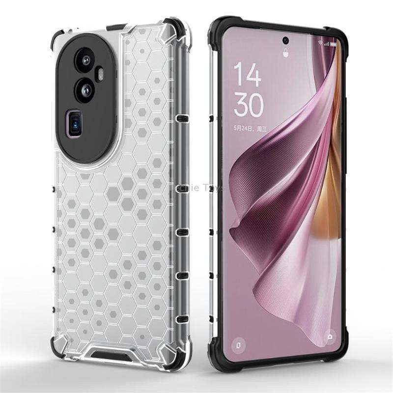 For OPPO Reno10 Pro+ Shockproof Honeycomb Phone Case(Black)