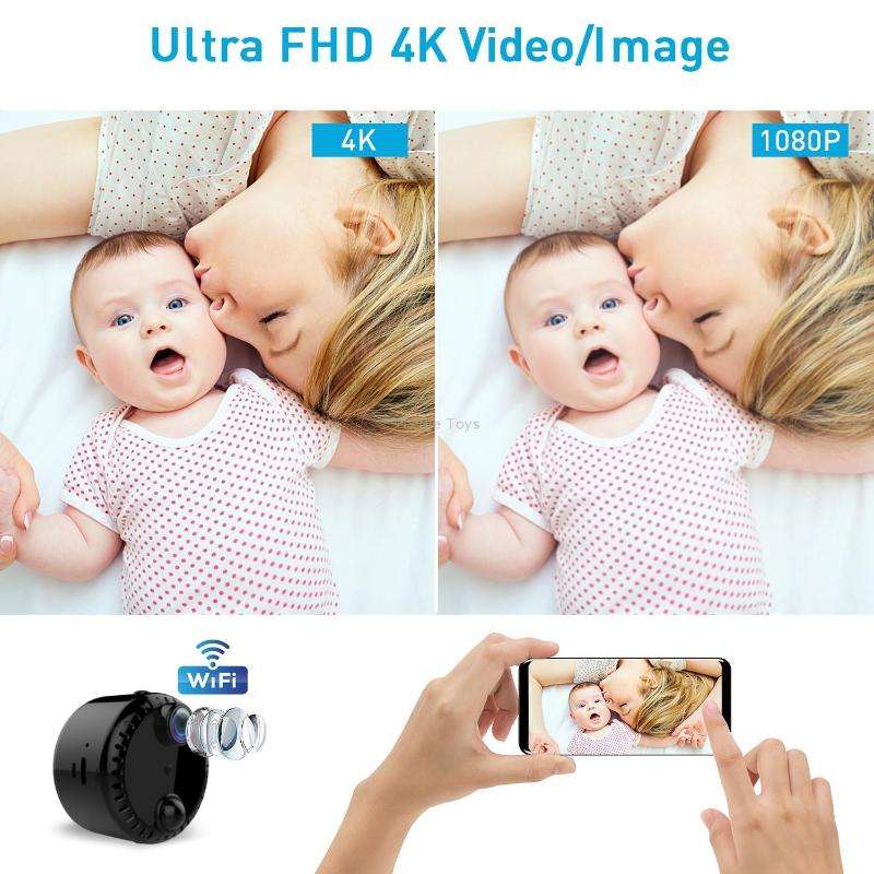R10 4K HD Night Vision Cell Phone Remote Camera WiFi Webcam Home Network Monitor Camera(White)