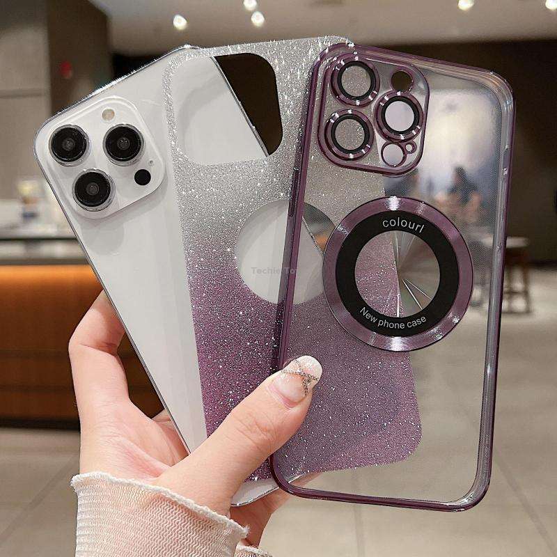 For iPhone 12 Pro Max Gradient Glitter Electroplating MagSafe TPU Phone Case(Rose)