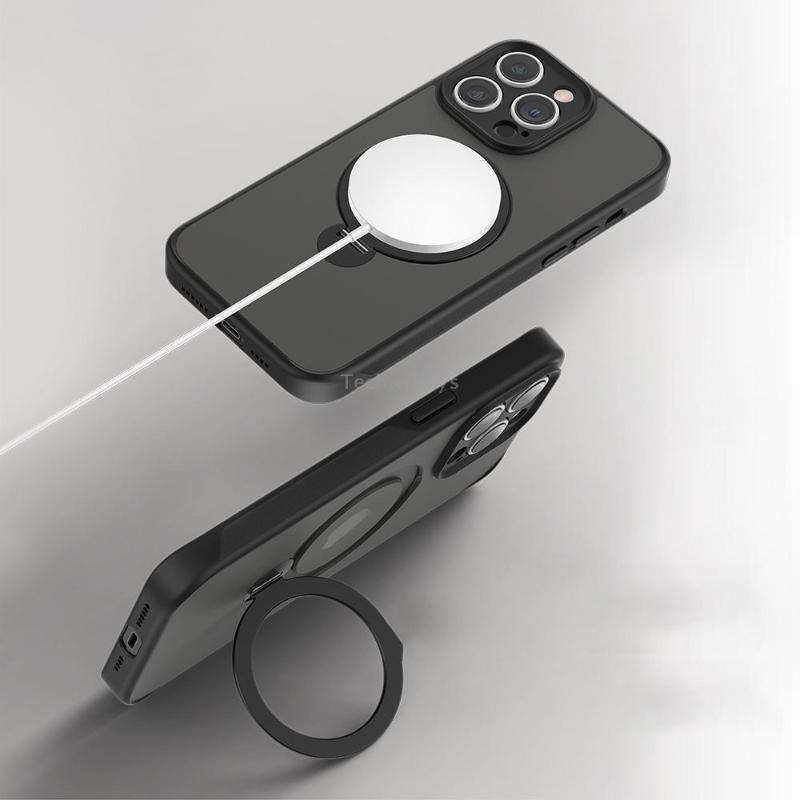 For iPhone 15 Pro 360 Magsafe Ring Holder TPU Hybrid PC Phone Case(Purple)