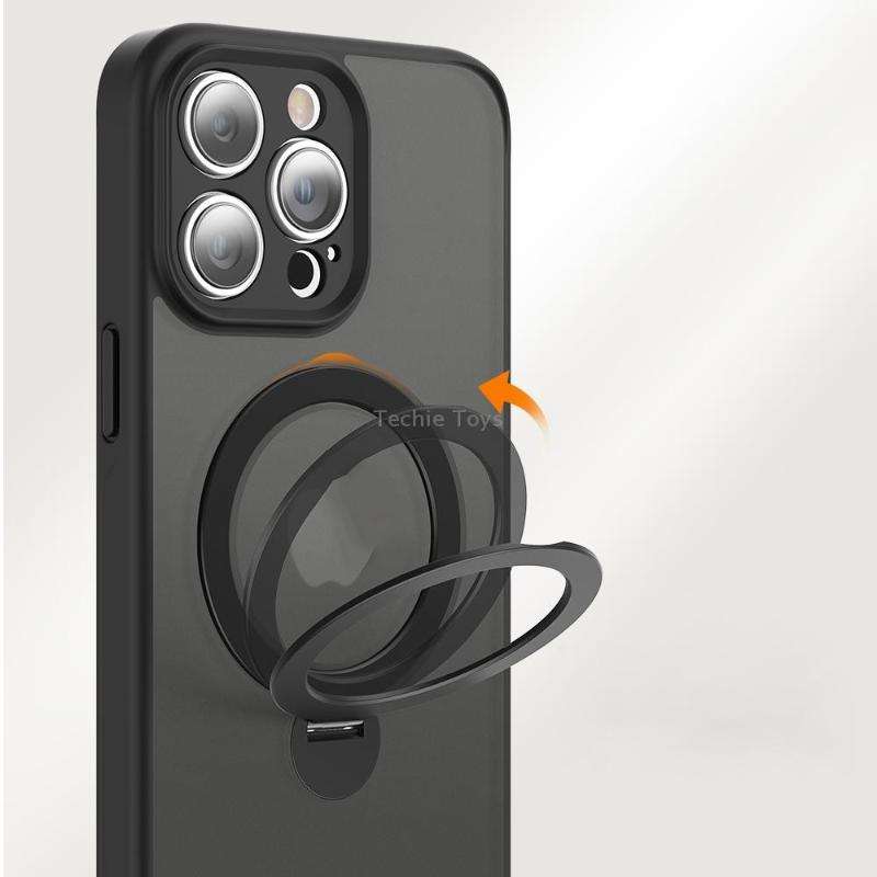For iPhone 15 Pro 360 Magsafe Ring Holder TPU Hybrid PC Phone Case(Purple)
