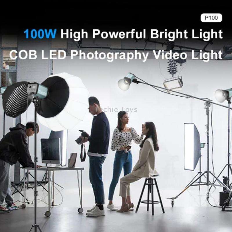 VLOGLITE P100 Professional Photography Video Fill Light 100W High Powerful Bright COB LED Light, Plu
