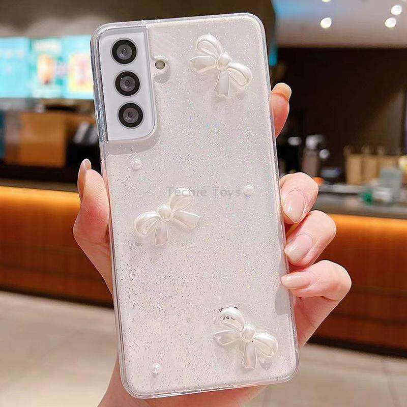For Samsung Galaxy A24 5G Pearl Bow Glitter Epoxy TPU Phone Case(Three Knots)