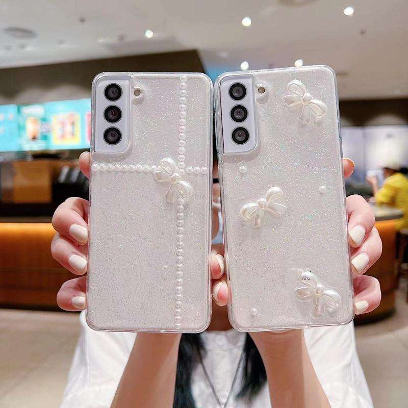 For Samsung Galaxy A24 5G Pearl Bow Glitter Epoxy TPU Phone Case(Three Knots)