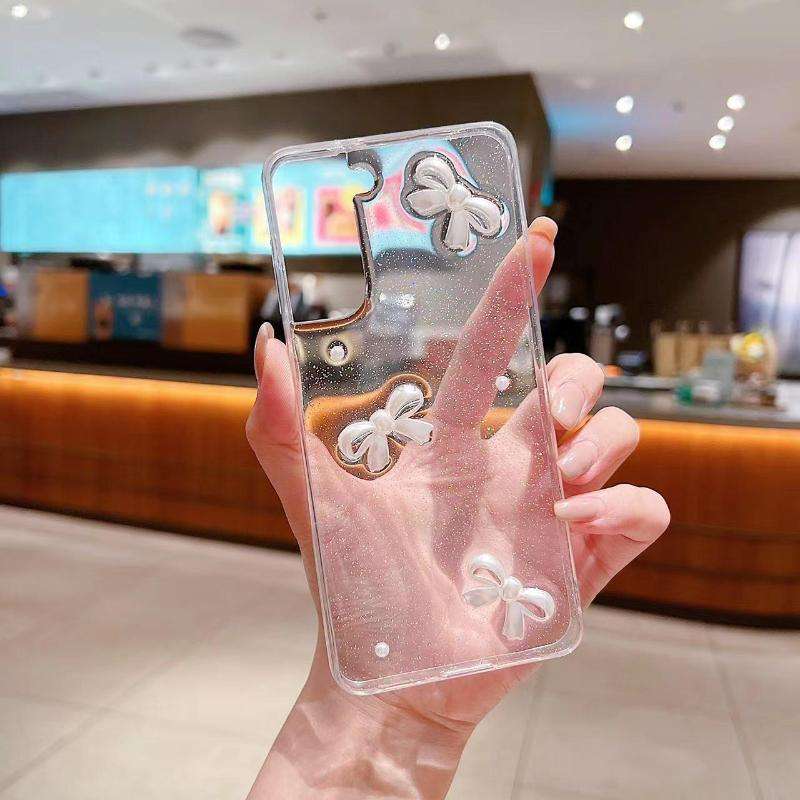 For Samsung Galaxy A24 5G Pearl Bow Glitter Epoxy TPU Phone Case(Three Knots)