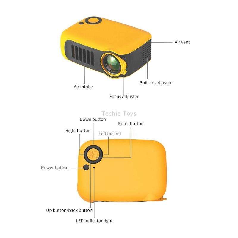 A2000 Portable Projector 800 Lumen LCD Home Theater Video Projector, Support 1080P, US Plug (Orange)