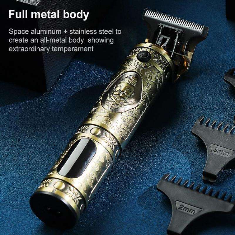 VGR V-228 5W USB Retro Engraving Hair Clipper with LED Digital Display (Silver)