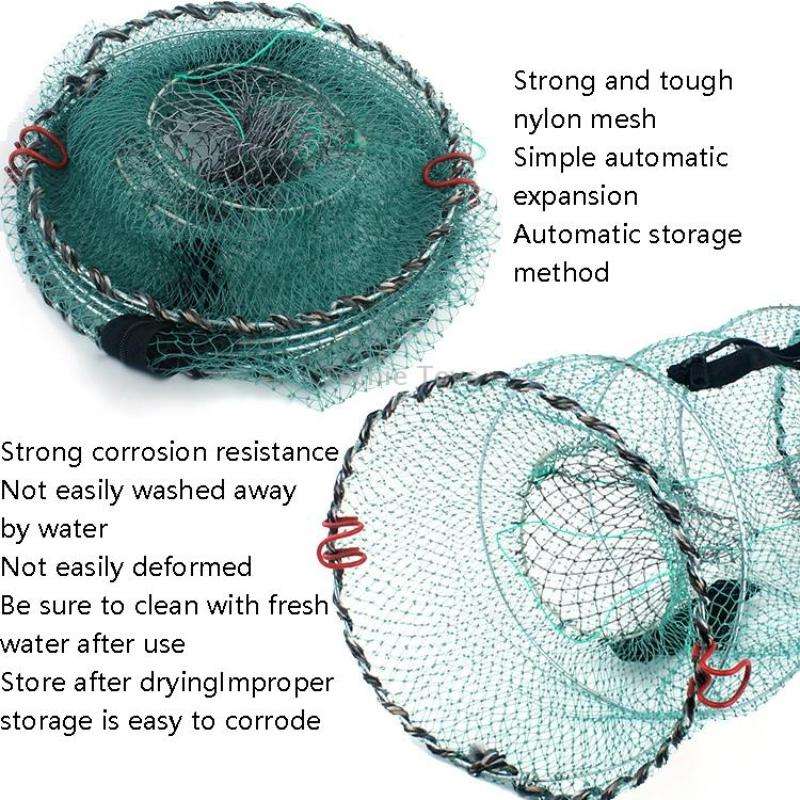 Spring Crab Cage Fishing Net Round Folding Fishing Net(Small)