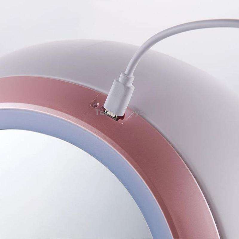 Desktop Dustproof Portable Cosmetic Storage Box With Mirror, Colour: White Mirror With Light