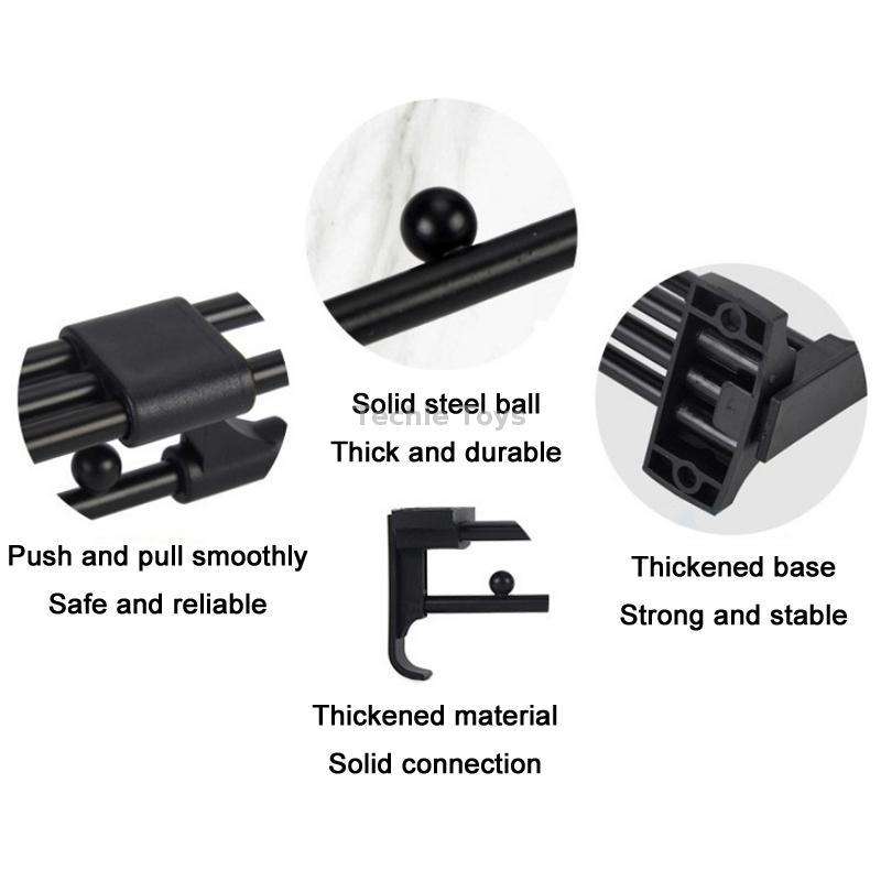 YO5C Monorail 5 Beads Wardrobe Hardware Push-Pull Hanging Rod Clothes Rail