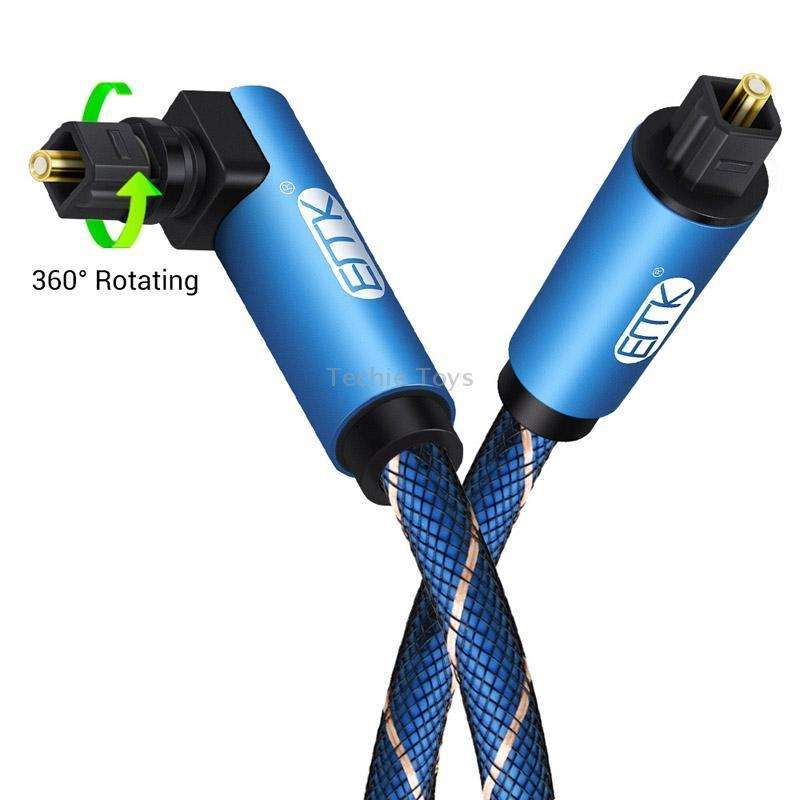 EMK 90 Degree Swivel Adjustable Right Angled 360 Degrees Rotatable Plug Nylon Woven Mesh Optical Aud