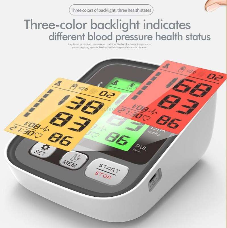JZ-256A Tri-Color Backlight Automatic Upper Arm Sphygmomanometer Home Electronic Sphygmomanometer, S