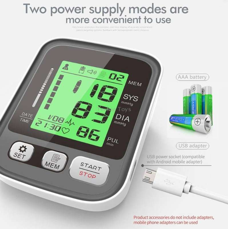 JZ-256A Tri-Color Backlight Automatic Upper Arm Sphygmomanometer Home Electronic Sphygmomanometer, S