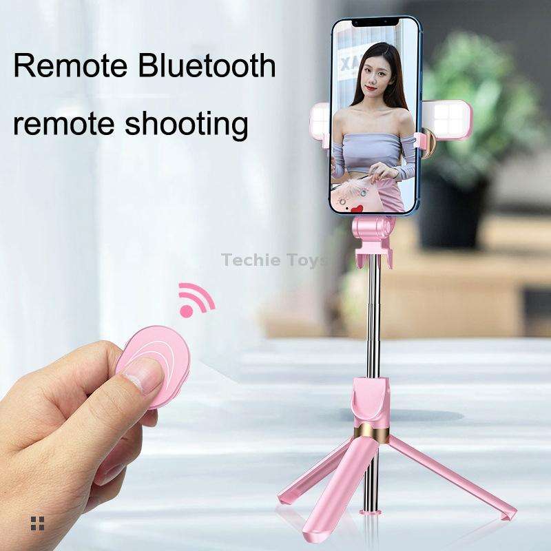 XT06S Live Beauty Bluetooth Tripod Selfie Stick(Pink)