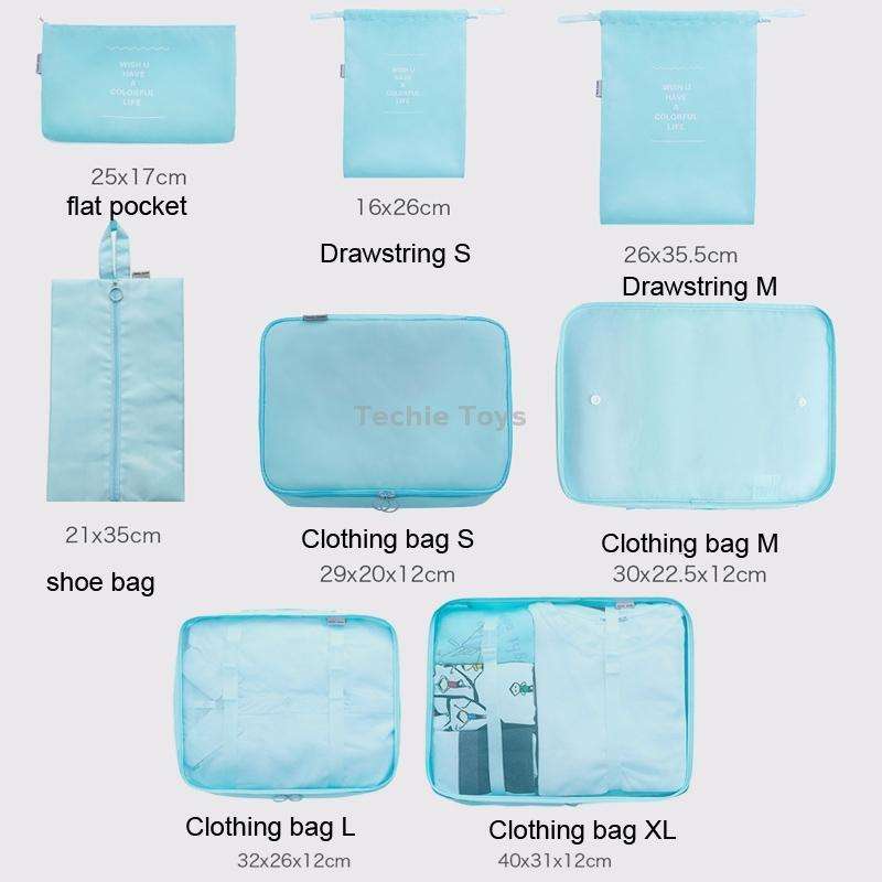 7 In 1 Travel Storage Bag Set Folding Storage Bag(Navy Blue)