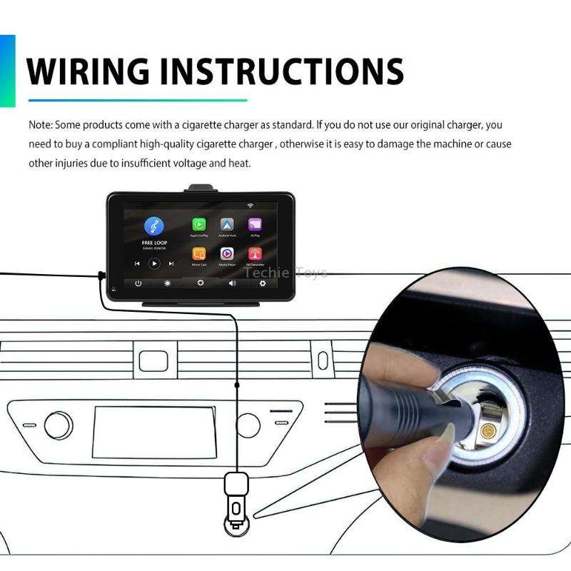 A3135 7 Inch HD Wired Smart Screen With Wireless CarPlay + Android Auto + Android With With 32G Memo