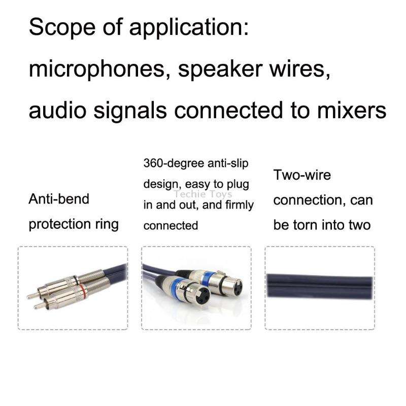 2RCA Male 2XLR Caron Female Speaker Audio Balance Cable, Length:0.5m
