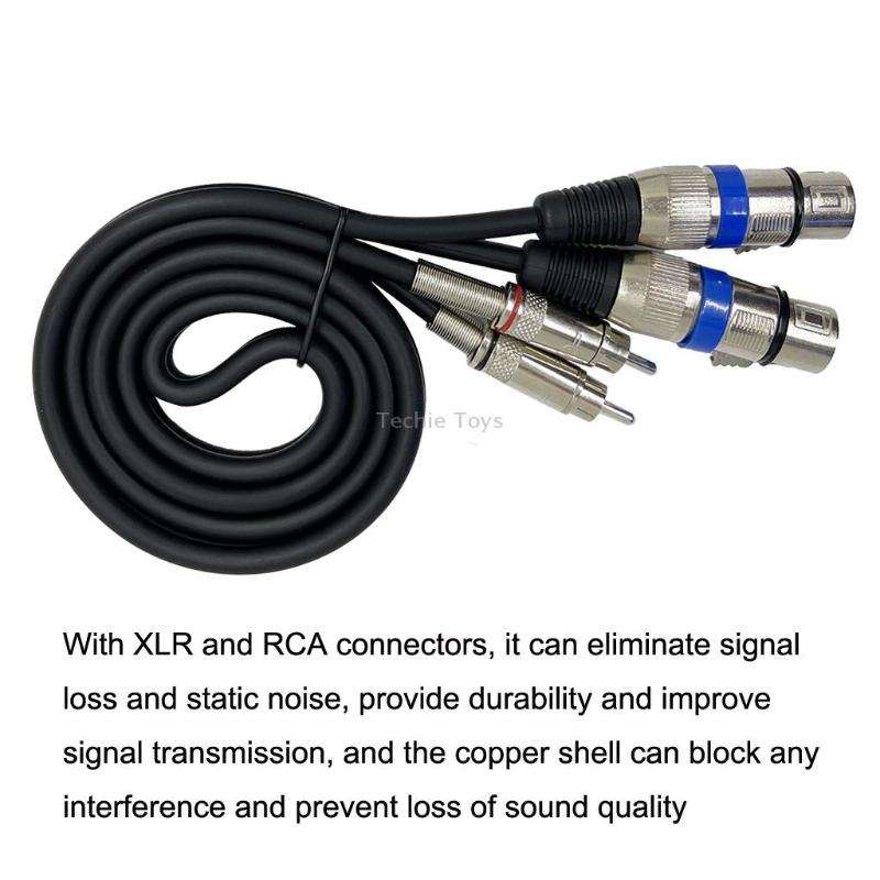 2RCA Male 2XLR Caron Female Speaker Audio Balance Cable, Length:0.5m